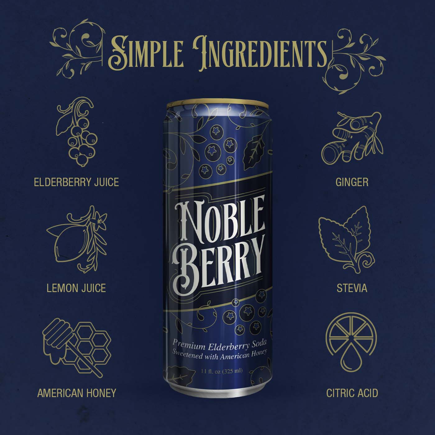 NobleBerry Elderberry Premium Soda - 12 Pack Case