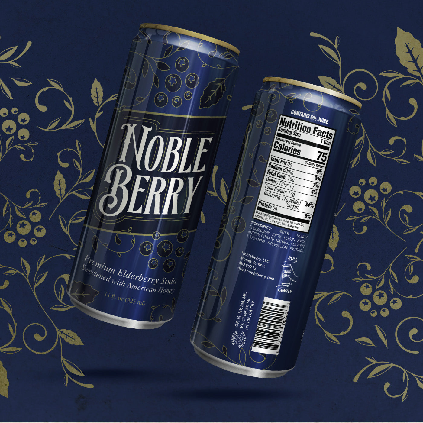 NobleBerry Elderberry Premium Soda - 12 Pack Case