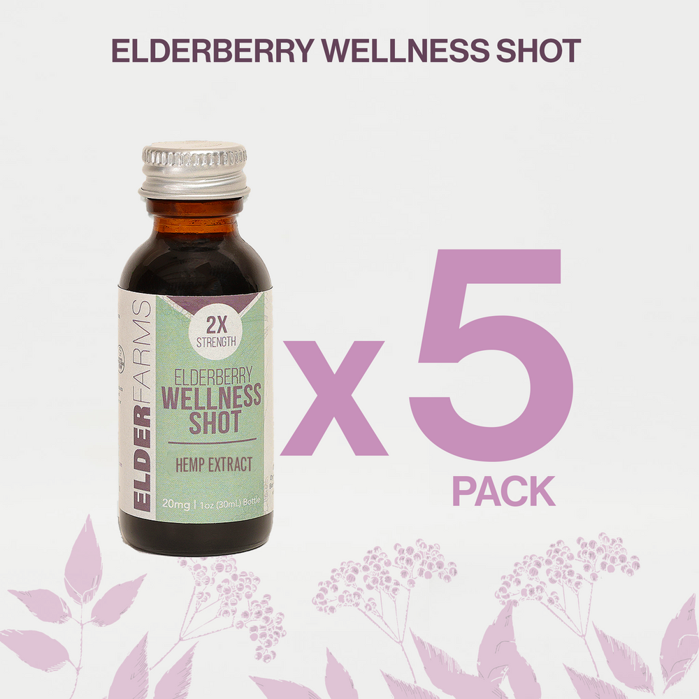 
                  
                    Elderberry Wellness Shot w/ 20mg Hemp (1oz) 5 Pack
                  
                